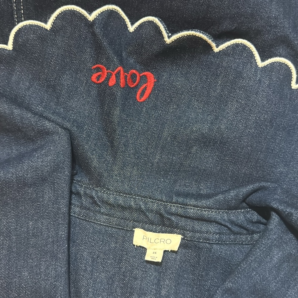 NWT! Anthropologie Pilcro Scalloped Denim Buttondown Dress - Size 2X 👝 - Picture 11 of 11